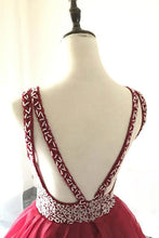 Burgundy Prom Dresses A Line Scoop Beading Organza Long Prom Dress JKL893|Annapromdress