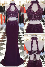 Two Piece Prom Dresses Shealth Appliques Sexy Long Chiffon Prom Dress JKL898|Annapromdress