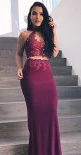 Two Piece Prom Dresses Shealth Appliques Sexy Long Chiffon Prom Dress JKL898|Annapromdress