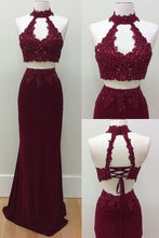 Two Piece Prom Dresses Shealth Appliques Sexy Long Chiffon Prom Dress JKL898|Annapromdress