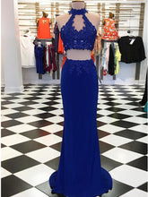 Two Piece Prom Dresses Shealth Appliques Sexy Long Chiffon Prom Dress JKL898|Annapromdress