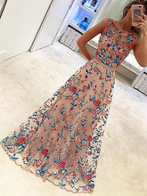 Beautiful Prom Dresses Scoop A-line Floor-length Floral Lace Prom Dress JKL899|Annapromdress