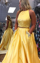 Two Piece Prom Dresses Halter A-line Rhinestone Beautiful Prom Dress JKL904|Annapromdress