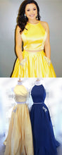 Two Piece Prom Dresses Halter A-line Rhinestone Beautiful Prom Dress JKL904|Annapromdress