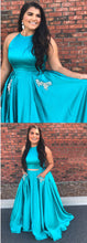 Two Piece Prom Dresses Halter A-line Rhinestone Beautiful Prom Dress JKL904|Annapromdress