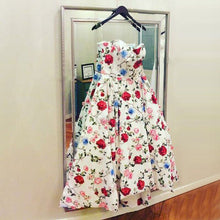 High Low Prom Dresses Strapless A-line Floral Print Long Prom Dress JKL907|Annapromdress