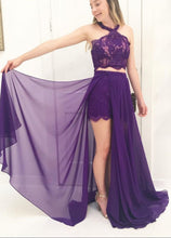 Two Piece Prom Dresses Halter A-line Floor-length Sexy Long Prom Dress JKL917|Annapromdress