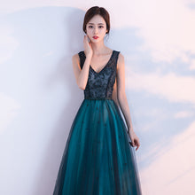 Chic Prom Dresses V-neck A-line Floor-length Lace Rhinestone Long Prom Dress JKL918|Annapromdress