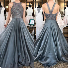 Chic Prom Dresses A-line Halter Flowy Prom Dress Long Evening Dress JKL923|Annapromdress
