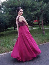 Chic Prom Dresses A-line Halter Flowy Prom Dress Long Evening Dress JKL923|Annapromdress
