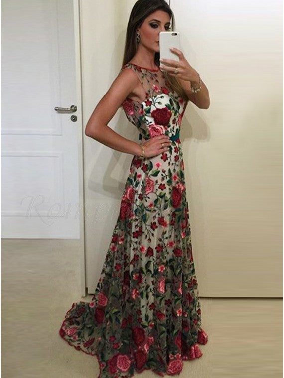 Beautiful Prom Dresses Scoop Aline Rose Floral Embroidery Lace Prom Dr Anna PromDress Beautiful Prom Dresses Scoop Aline Rose Floral Embroidery Lace Prom Dr Anna PromDress