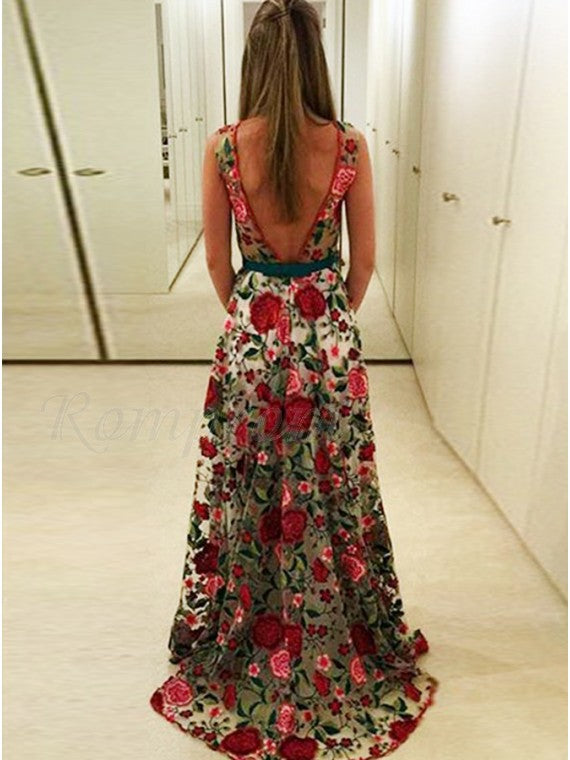Beautiful Prom Dresses Scoop Aline Rose Floral Embroidery Lace Prom Dr Anna PromDress Beautiful Prom Dresses Scoop Aline Rose Floral Embroidery Lace Prom Dr Anna PromDress