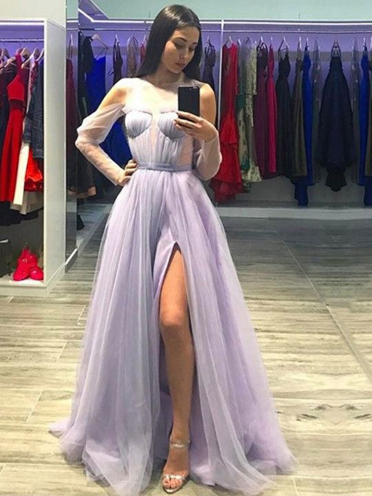 sachin and babi light blue dress 425-Lavender Tulle Fairy Prom Party Dresses Sweetheart Puff Sleeve A Line Evening  Dress Floor Length Homecoming Graduation G-Description