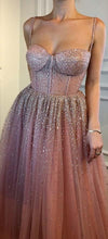 Sparkly Prom Dresses Spaghetti Straps Aline Tulle Long Chic Prom Dress JKL937|Annapromdress