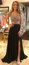 Two Piece Prom Dresses Sweetheart Black Long Prom Dress Sexy Evening Dress JKL939|Annapromdress