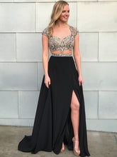 Two Piece Prom Dresses Sweetheart Black Long Prom Dress Sexy Evening Dress JKL939|Annapromdress