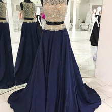 Two Piece Prom Dresses Scoop Aline Rhinestone Beading Long Prom Dress JKL952|Annapromdress