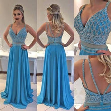Sexy Prom Dresses Spaghetti Straps A-line Beading Long Sparkly Prom Dress JKL958|Annapromdress