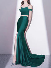 Two Piece Prom Dresses Mermaid Simple Long Prom Dress Sexy Evening Dress JKL967|Annapromdress