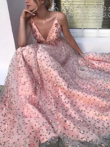 Lace Prom Dresses Spaghetti Straps Floor-length Aline Chic Prom Dress JKL978|Annapromdress