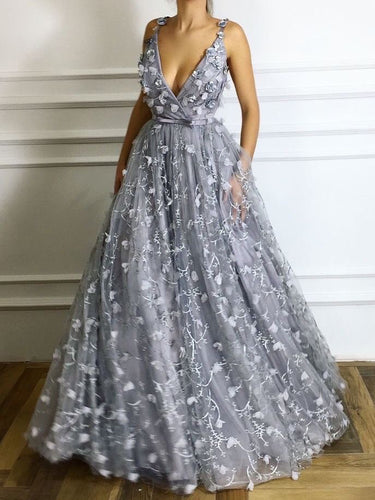 Chic Prom Dresses Straps A line Lace Prom Dress Beautiful Evening Dress JKL979|Annapromdress