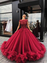 Ball Gown Prom Dresses Scoop Long Beading Chic Luxury Big Burgundy Prom Dress JKL984|Annapromdress