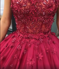 Ball Gown Prom Dresses Scoop Long Beading Chic Luxury Big Burgundy Prom Dress JKL984|Annapromdress