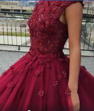 Ball Gown Prom Dresses Scoop Long Beading Chic Luxury Big Burgundy Prom Dress JKL984|Annapromdress