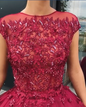 Ball Gown Prom Dresses Scoop Long Beading Chic Luxury Big Burgundy Prom Dress JKL984|Annapromdress