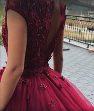 Ball Gown Prom Dresses Scoop Long Beading Chic Luxury Big Burgundy Prom Dress JKL984|Annapromdress