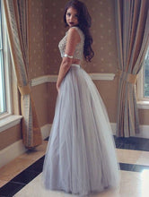Two Piece Prom Dresses Scoop A line Beading Long Sexy Prom Dress JKL985|Annapromdress