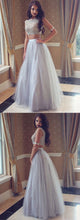 Two Piece Prom Dresses Scoop A line Beading Long Sexy Prom Dress JKL985|Annapromdress