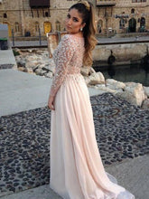 Long Sleeve Prom Dresses Bateau A-line Beading Long Sexy Prom Dress JKL990|Annapromdress