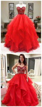 Ball Gown Prom Dresses Sweetheart Embroidery Floor-length Red Prom Dress JKL998|Annapromdress