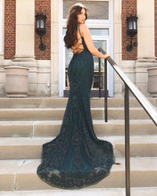 Dark Green Scoop Tulle Beaded Mermaid Prom Dress with Sweep Train,JKM2012|annapromdress