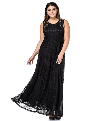 Lace Plus Size Prom Dresses Black Burgundy Floor-length Prom Dress JKP011