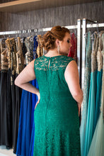Hunter Green Plus Size Prom Dresses Scoop Lace Floor-length Long Prom Dress JKP015