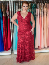 Burgundy Plus Size Prom Dresses Scoop A-line Lace Sexy Long Prom Dress JKP017