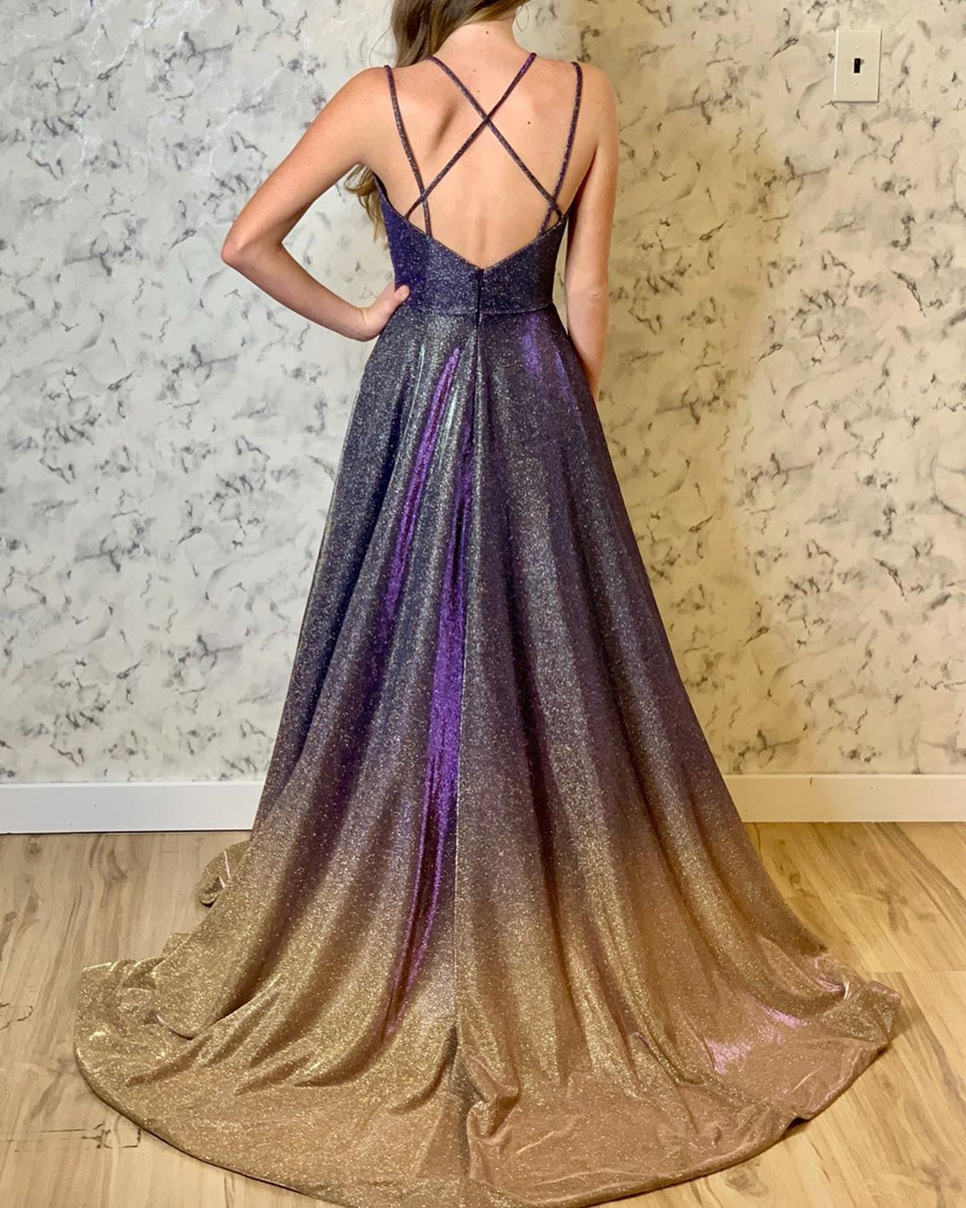Unique Spaghetti Straps Ombre Sheath Prom Dress Evening Dress Y8441 main image 0