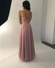 Chic Lace Bodice Beaded A-Line Long Chiffon Prom Dress JKR309|Annapromdress