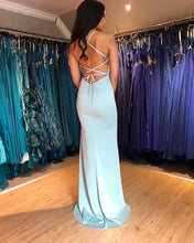 Spaghetti Lace-up Light Blue Trumpet/Mermaid Prom Dress JKR311|Annapromdress