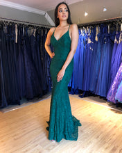 Exquisite Green Lace Lace-up Mermaid Prom Evening Dress JKR314
