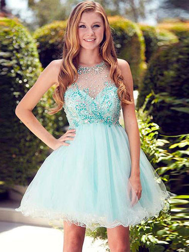 2017 Homecoming Dress Rhinestone Sleeveless Short Prom Dress Party Dress JKS026