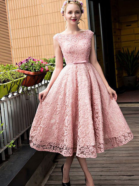 2017 Homecoming Dress Lace-up Bowknot Tea-length Short Prom Dress Party Dress JKS031