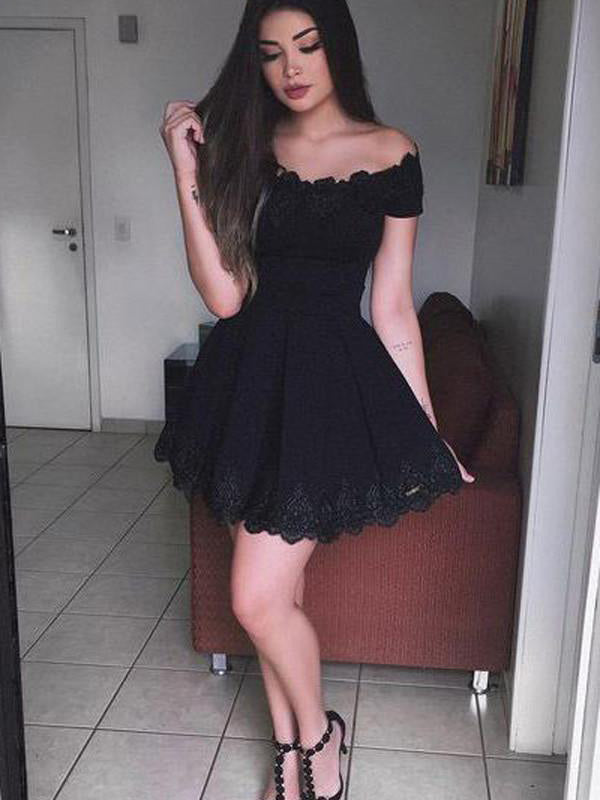 short black homecoming dresses 2017 Sexy Black Graduation Dresses 2017 Ball Gown Lace Flower Backless Sequins Rhinestone Square Neckline Sleeveless Short Formal Dresses