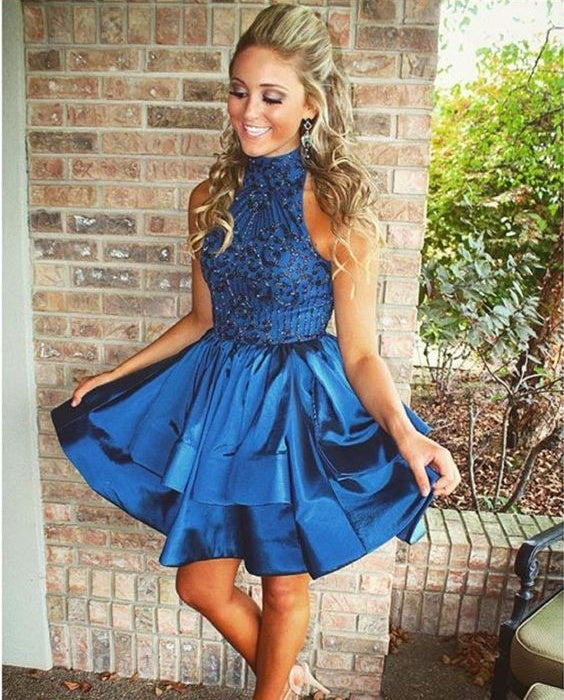 Homecoming Dress Chic High Neck Rhinestone Short Prom Dress Party Dres Anna PromDress Homecoming Dress Chic High Neck Rhinestone Short Prom Dress Party Dres Anna PromDress