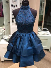 2017 Homecoming Dress Chic High Neck Rhinestone Short Prom Dress Party Dress JKS044