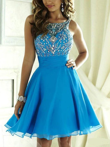 2017 Homecoming Dress Open Back Scoop Lace-up Short Prom Dress Party Dress JKS045