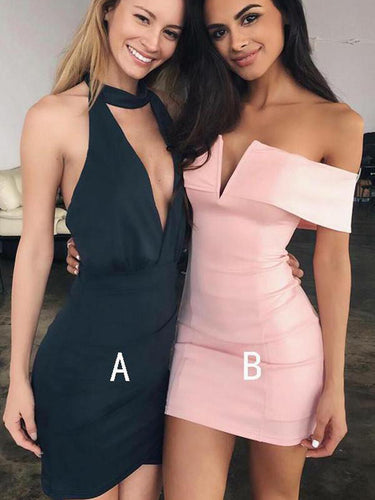 2017 Homecoming Dress Sexy Sheath Halter Off-the-shoulder Short Prom Dress Party Dress JKS049