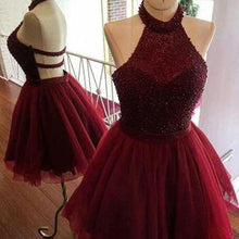 2017 Homecoming Dress Sexy Beading Burgundy Short Prom Dress Party Dress JKS050